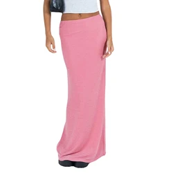 2023 New Women's Basic Half Length Tight Long Skirt Mid Waist Solid Color Beauty Midi Skirt Streetwear
