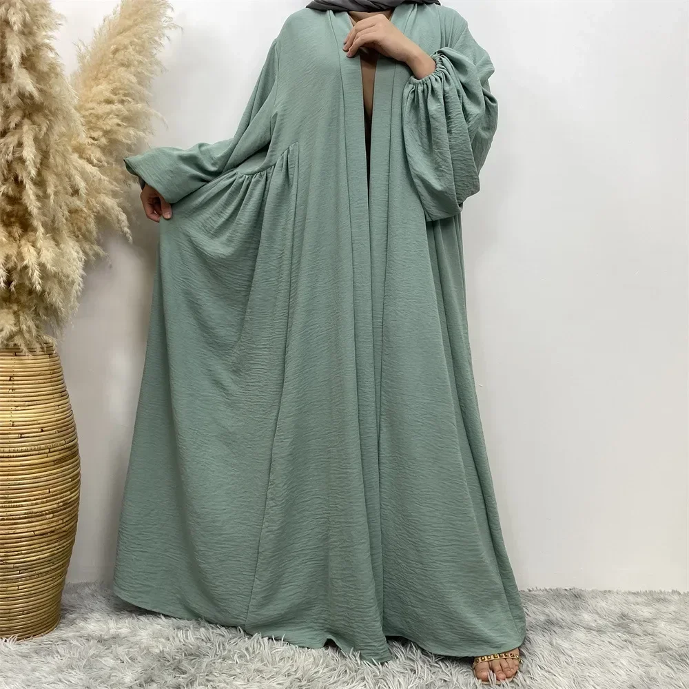 Open Kimono Abaya for Women Dubai Luxury Muslim Cardigan with Pockets Elastic Cuff Islamic Abayas Dress Arabic Kaftan Hijab Robe