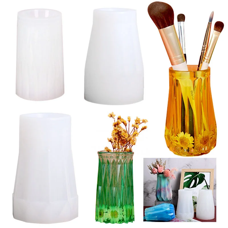 Polygon Diamond Cement Vases Silicone Molds for DIY Plaster Concrete