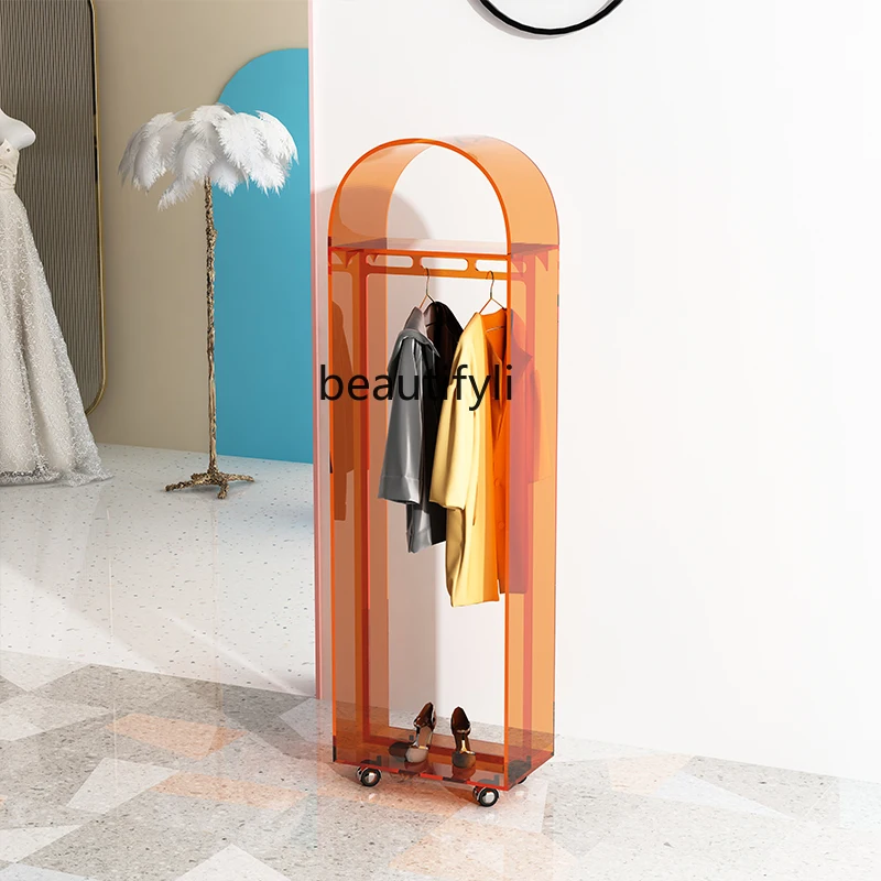 

zqAcrylic Coat Rack Bedroom Floor Clothes Rack High-Grade Light Luxury Home Nordic Style