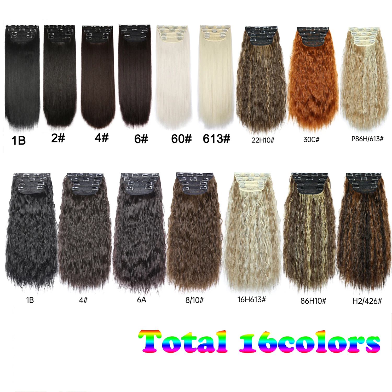 Synthetische Clips In Haar Lange Golvende Clip In Hair Extensions 4 Stks/pak 11Clips In Haarstukken Voor Vrouwen 20Inch 200G Nep Haarstukjes