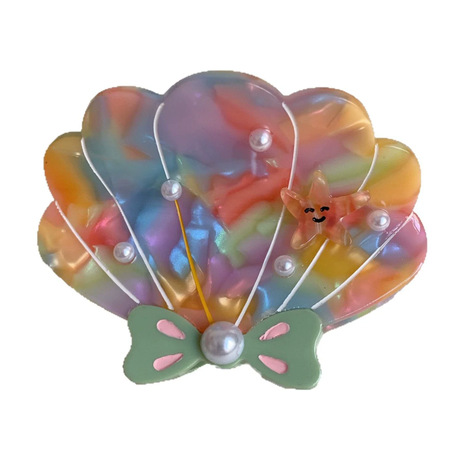 Delicate And Cute 8CM Shell Pumpkin Shape Grab Clip Smiley Starfish Acetic Acid Hairpin Advanced Hair Styling Shark Clip