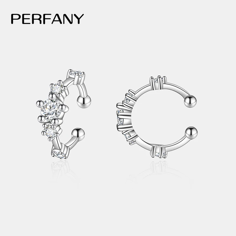 PERFANY 0.64CT All Moissanite Clip Earrings Women's Pure Silver Minimalist Design Laboratory Diamond Hip Hop Party Jewelry