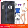 Portable Sauna Room, Large Space Family Sauna Tent with 3L 1100W Steam Engine and Chair, Foot Massager, Remote Control (black) 1