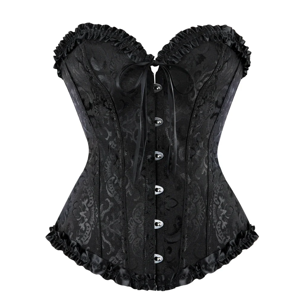 Women Sexy Bustiers And Corsets Floral Lace Tops Vintage Corset Gothic Overbust Satin Jacquard Corselet Waist Corset Corset Bustier Top Lace Corset