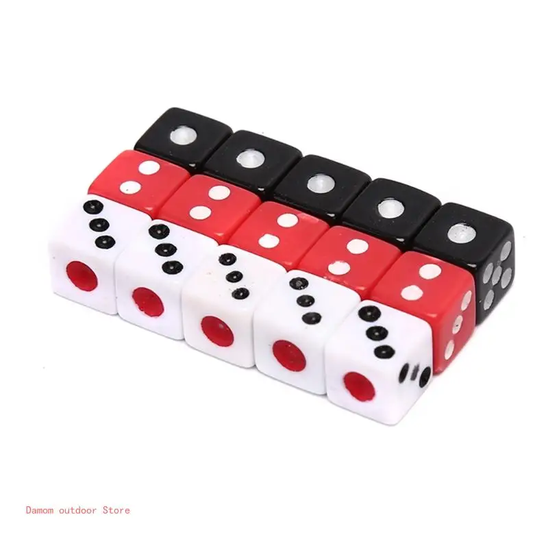 100Pcs Acrylic 6 Sided D6 Faces 8mm Digital Number Cubes Square Corner Educational DIY Board Game Props