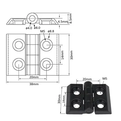 4pcs 2020 Series Extruded Pivot Hinges for 20 Series Aluminum Extrusion Profile with 90mm Aluminium Door Handles and Frame Hinge - Image 4