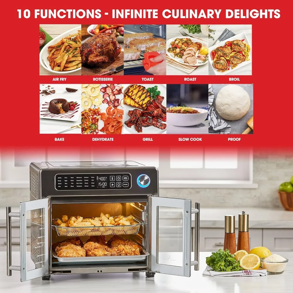 26 QT Extra Large Air Fryer, Convection Toaster Oven with French Doors, Stainless Steel 5