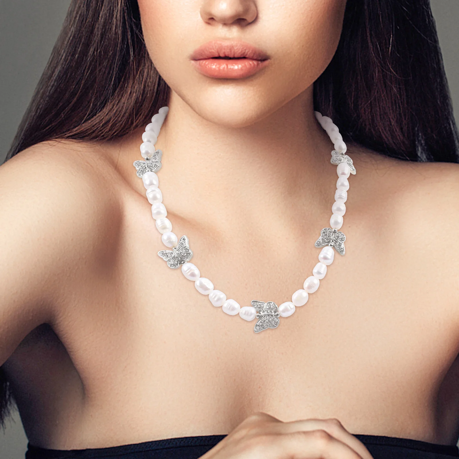 NEKOL Butterfly Charm Necklace for Women Luxury Jewelry Accessories Gifts for Ladies Fashion Beads Necklaces Jewellery Wholesale