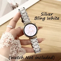 Colorful Resin and Metal Watch Band Strap - Universal Wristband Bracelet - 22mm (Silver Bling White)