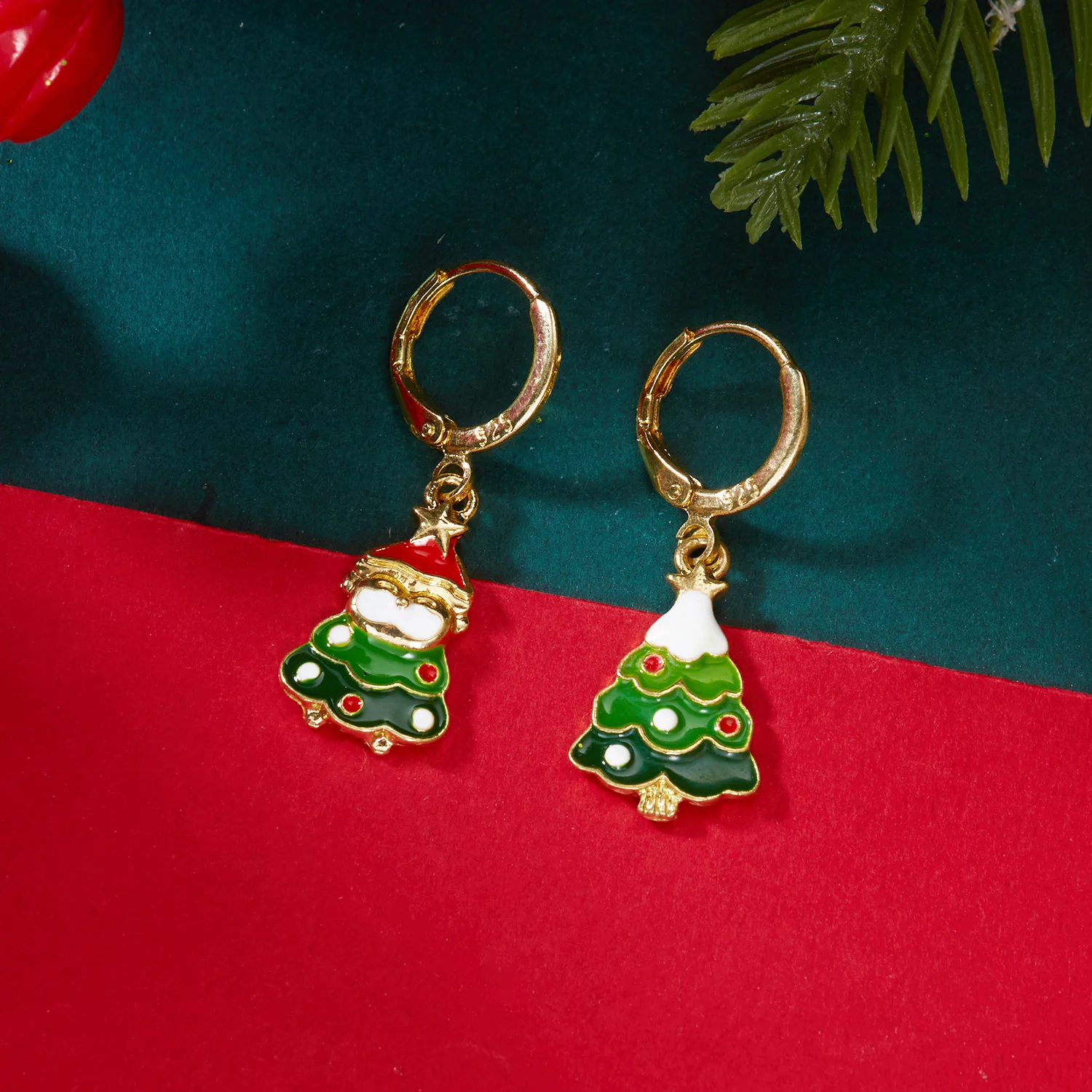 Trendy Grüne Weihnachtsbaum Anhänger Ohrringe für Frauen Süße Nette Bowknot Bunte Zirkon Baum Ohrringe Party Schmuck Geschenke – Detail 8