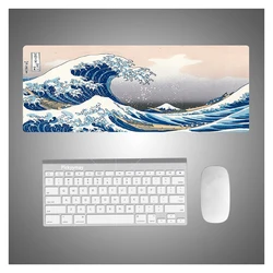 Grand tapis de souris Wave Off Art, grande taille, bord de verrouillage, pour ordinateur de bureau Gamer, Fuji Koi 