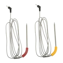 Dual Grill Temperature Probe Replacement - Stainless Steel Meat Internal Monitor Sensor (Red and Yellow)