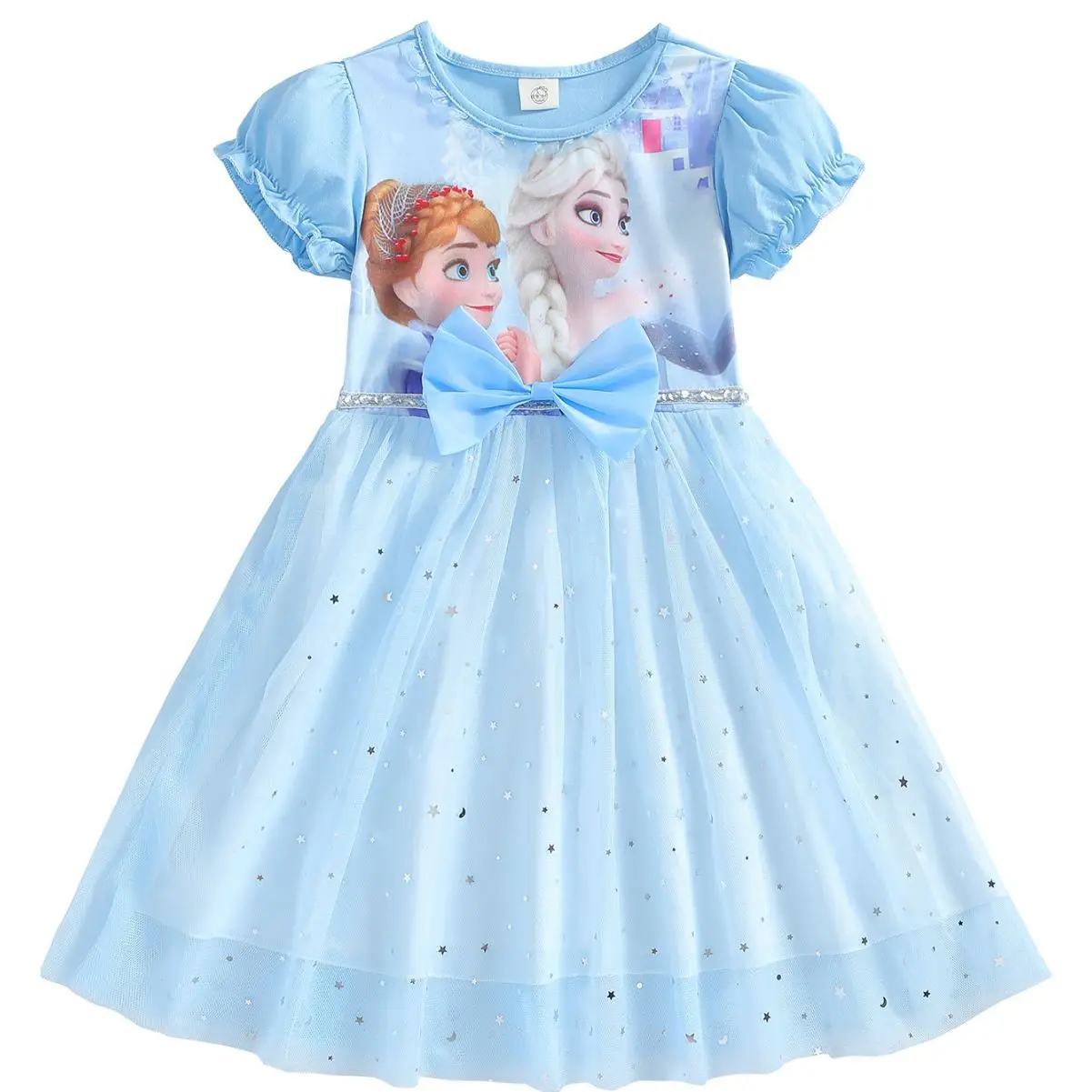 Disney Elsa Princess Dress with Cape Girls Dress Summer Kids