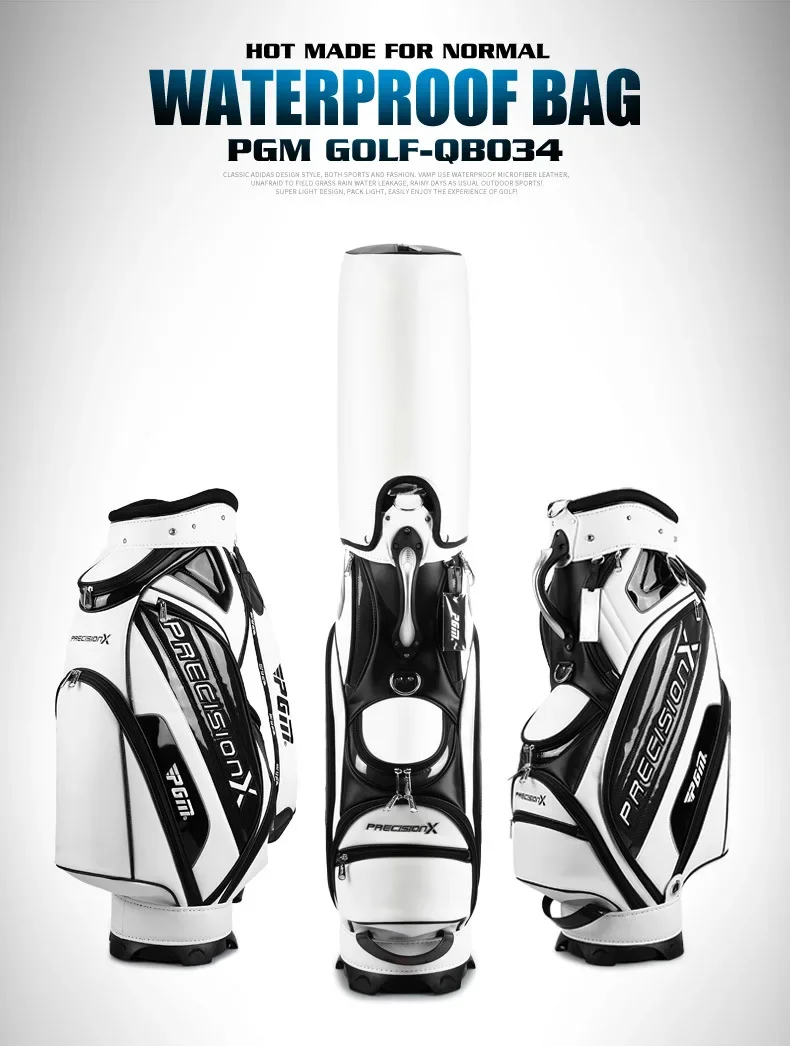 PGM Men Golf Bags PU Waterproof Large Capacity Standard Bag Hold 14 Clubs QB034