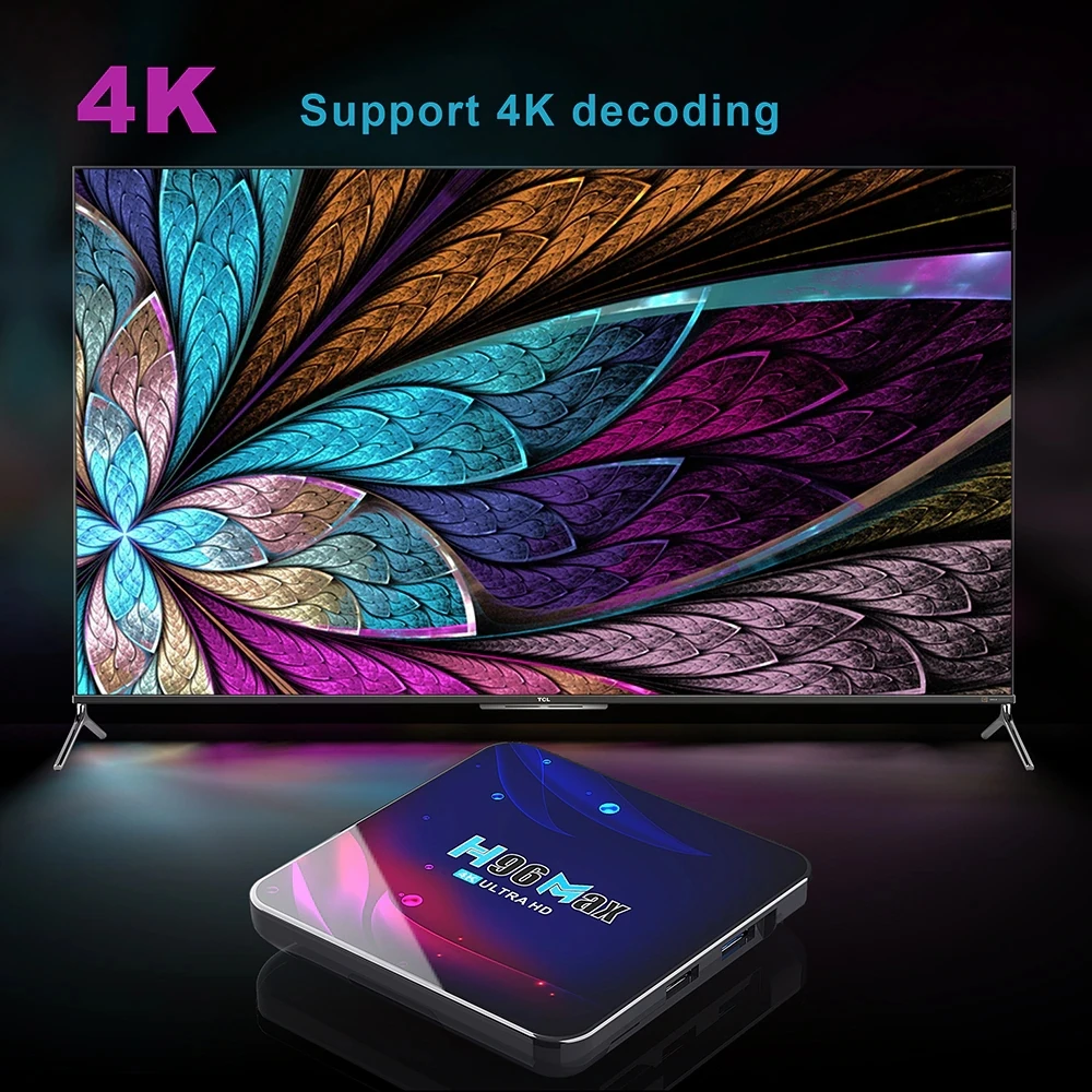 Ʈ TV ڽ, ȵ̵ 11, 4GB RAM, Ĩ 3318, 4K  3D , BT4.0, 4K ̵ ÷̾,  ڽ,  ä, H96 Max V11