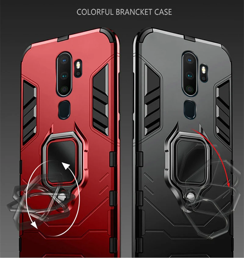 Shockproof Armor Case with Stand Holder and Car Ring Back Cover