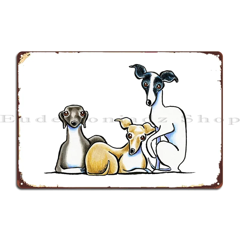 Italian Greyhound Trio Targa In Metallo Poster Wall Cave Living Room Wall Decor Poster Personalizzato Personalizzato In Latta