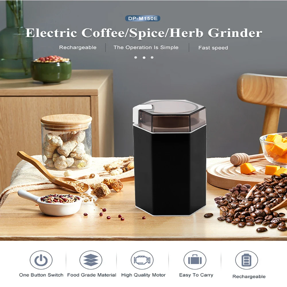Mini Electric Coffee Grinder Portable Automatic Cafe Maker Spice Chili