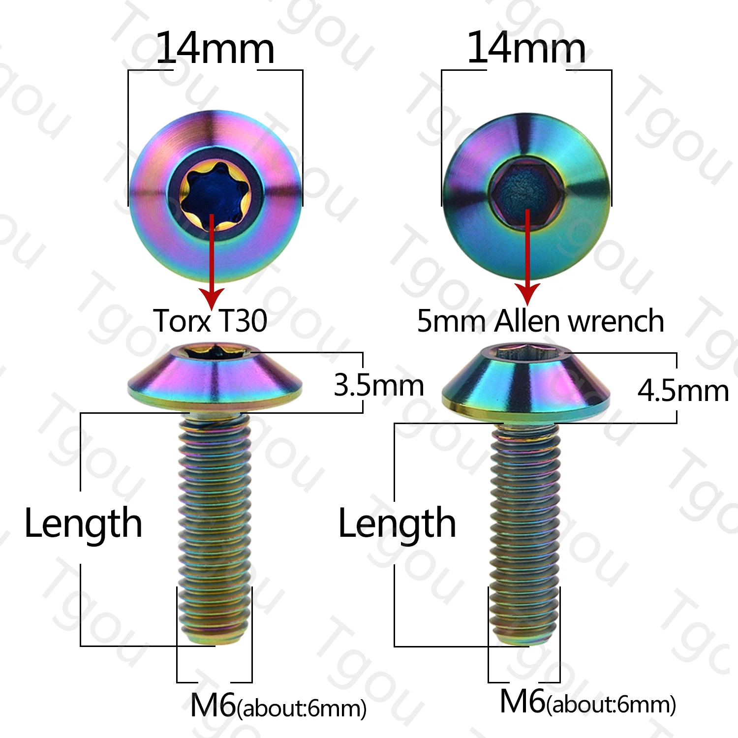 tgou parafuso de titanio m6x12 15 20mm 05
