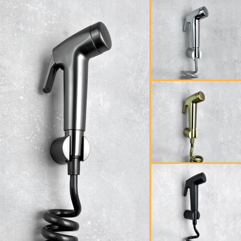 Bidet ชุด ABS Sprayer 1.5/3M ท่อ Chrome สีดำทองสีเทาสำหรับห้องน้ำสูงความดัน 1