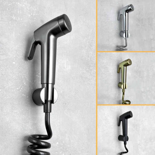 Bidet ชุด ABS Sprayer 1.5/3M ท่อ Chrome สีดำทองสีเทาสำหรับห้องน้ำสูงความดัน 1