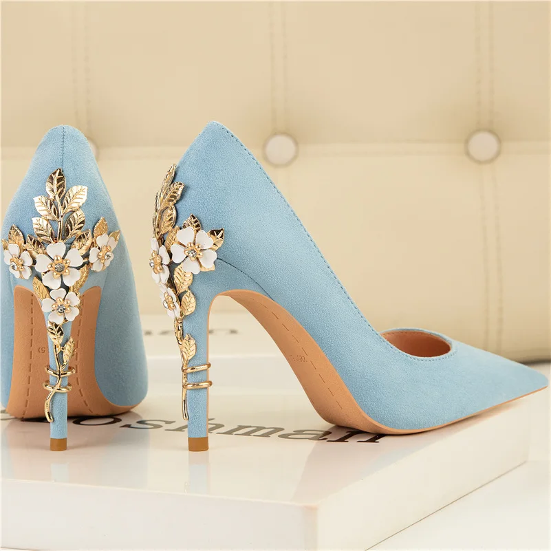 Buy Blue Embellished Sequin Mule Heels by Urbansway Online at Aza Fashions.