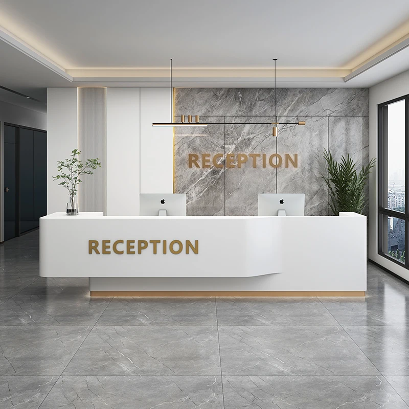 Counter Office Reception Desk Store Shopping Cash Modern White Reception Desk Standing Mostrador Recepcion Commercial Furniture