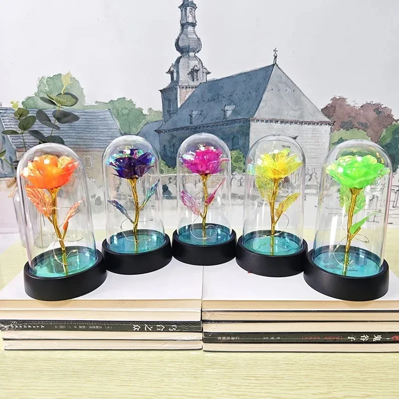 Artificial
  Rose Flowers: Eternal Rose LED Light Foil Wedding Decor Gift