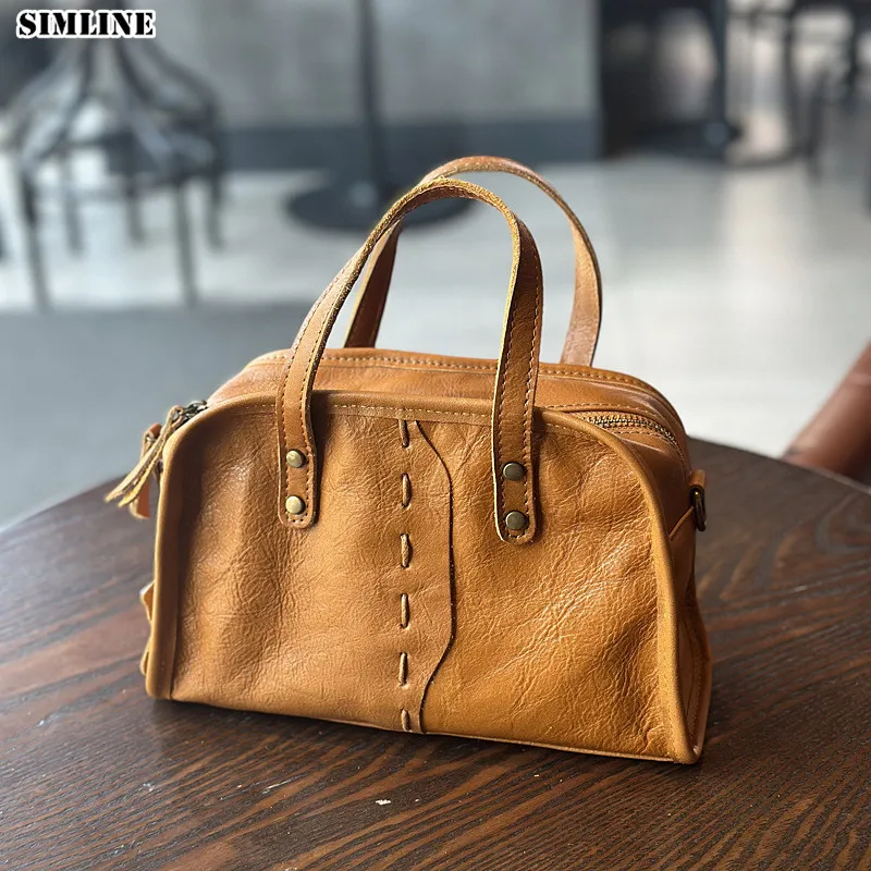 

Genuine Leather Handbag For Women Female Vintage Casual Top Grain Leather Cowhide Women's Tote Bag Shoulder Crossbody Bags Lady