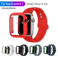 Glas + Strap für Apple Uhr Band 41mm 45mm Screen Protector + Fall + gürtel Zubehör Armband IWatch serie 7 45mm