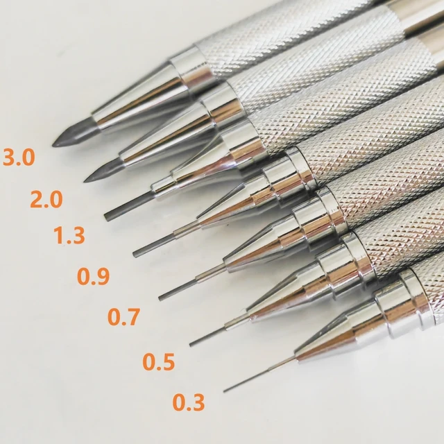 0.3 0.5 0.7 0.9 1.3 2.0 3.0mm Mechanical Pencil Full Metal Art Drawing Painting Automatic Pencil with Leads Office School Supply 1