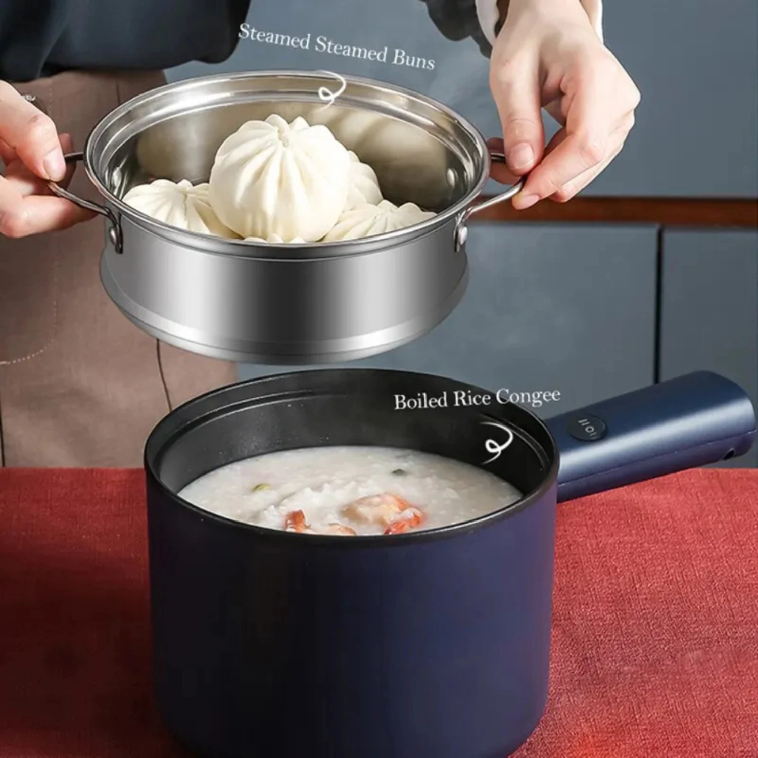 220V Multifunction Cooker Household Single/Double Layer Hot Pot Rice Cooker Student Dormitory Mini Non-stick Pan Pots