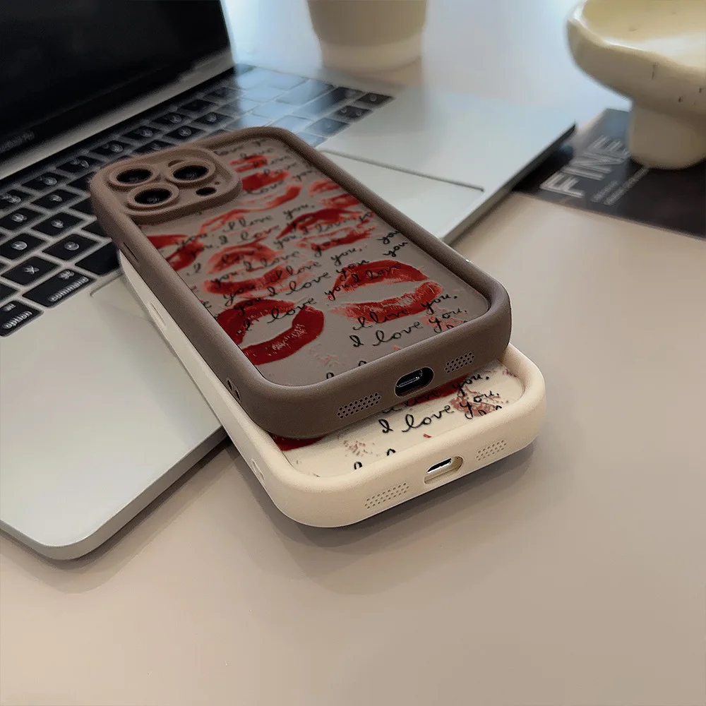 Stylish Black and Red Kiss Print Soft Silicone Phone Case
