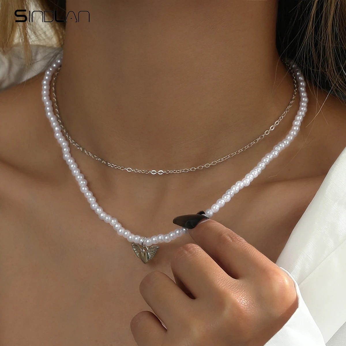 Double Layer Vintage Pearl Heart Neckalce for Punk Beaded Chains Female Boho Jewelry Collares Para | - AliExpress