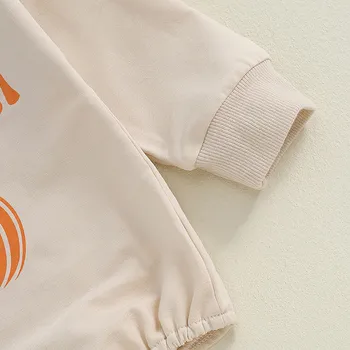 Baby Bodysuit Clothing Halloween Pumpkin Print Long Sleeve Hoodie Casual Triangle Big Girls Button Outfits One Piece 2024 4