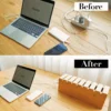 1pc Wood Wire Storage Box, Data Cable Storage Box, Power Cable Management Sorting Box, Socket Computer Cable Rack, Plug Box 4