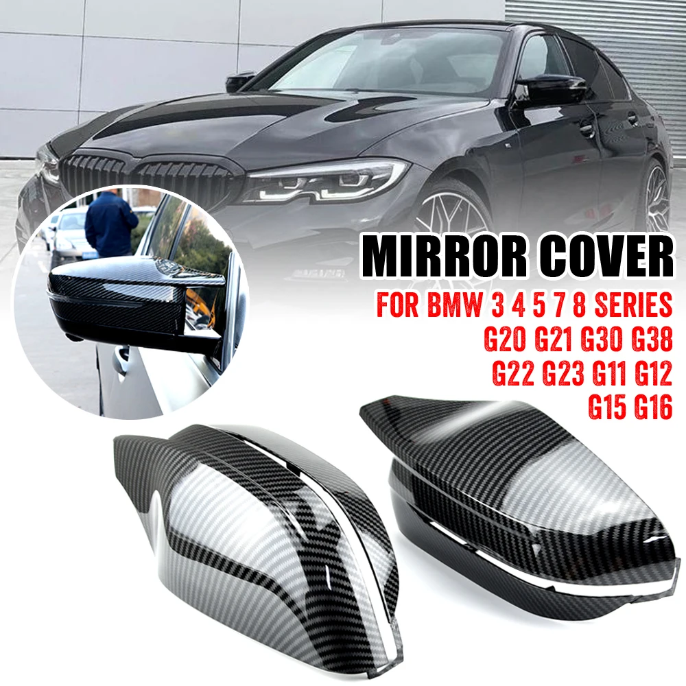 

RHD Carbon Fiber Exterior Side Rearview Mirror Cover Trim For BMW 3 4 5 7 8 Series G20 G21 G30 G38 G22 G23 G11 G12 G15 G16 LHD