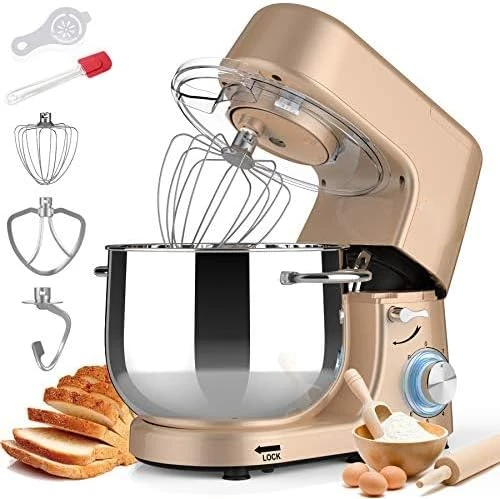 

Mixer, 8.5 Qt 660W, 6-Speed Tilt- Food Dough Mixer, Kitchen Mixer with Dough Hook, Flat Beater & Wire Whisk, Mixing Bowl (8