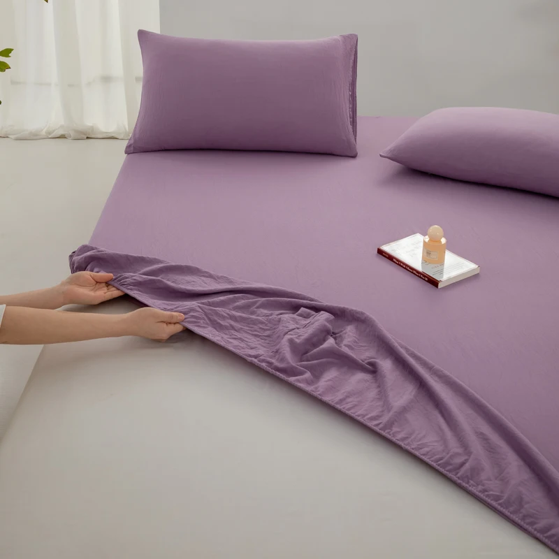 100% Cotton Fitted Sheet Soft Breathable Mattress Cover with Elastic Bands