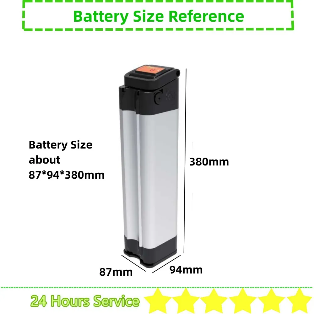 City Bike Silver Fish Ebike Battery 36V 24V 10Ah 13Ah 15Ah