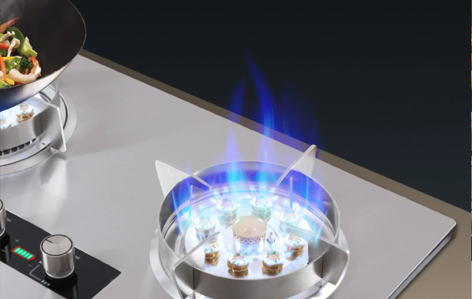 Description Picture 3 of itemGas Stove Dual Stove Household Fixed Time Stove Flameout Protection Fierce Fire Stove Kitchen Stainless Steel Natural Gas Stove