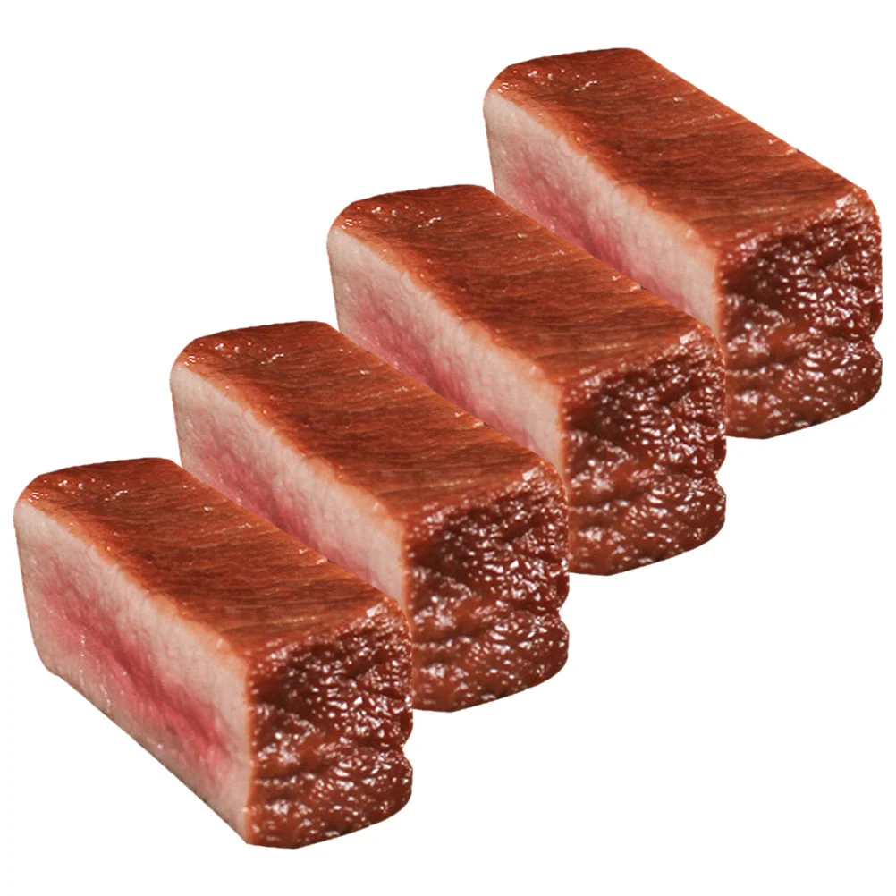 

4 Pcs Simulation Steak Birthday Decoration for Girl Fake Model Toy No Buckle Props Artificial Pvc Cooking Child