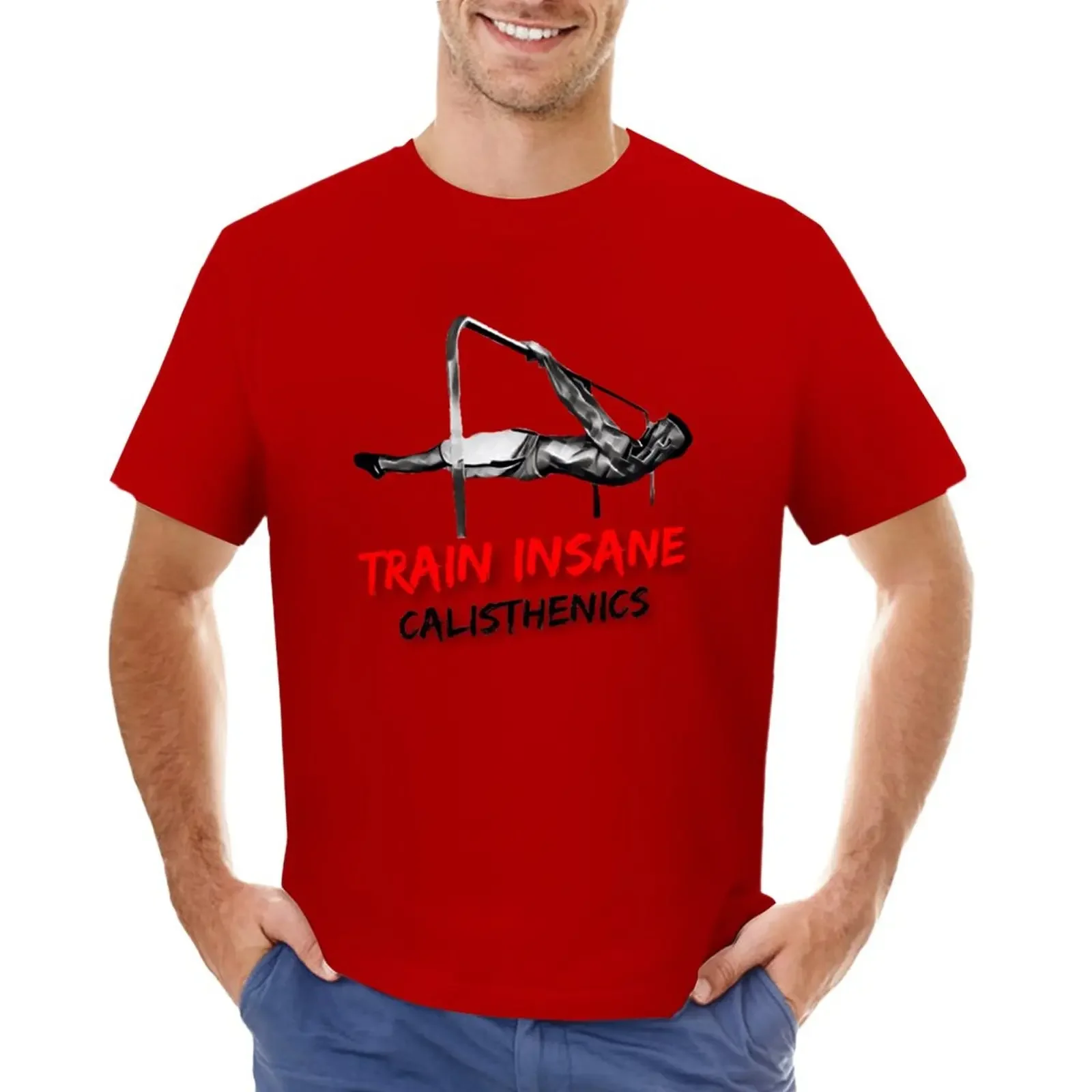 T-Shirt Train Insane Calisthenics Design T-Shirt Blacks Oversize T-Shirt Da Uomo