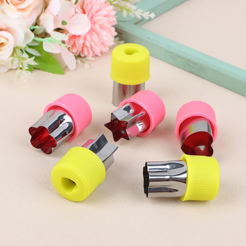 3Pcs Set Star Heart Flower Shape Vegetables Cutter Plastic Handle Portable Stainless Steel Fruit Cutting Kitchen Gadgets