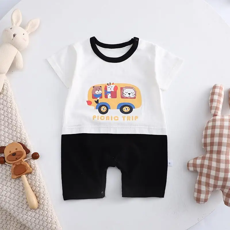 Pure Cotton Newborn Baby Clothes Toddler Girls Onesie Cartoon Cute Infant Bodysuits Short Sleeved Baby Boys Rompers Costume coloured baby bodysuits Baby Rompers