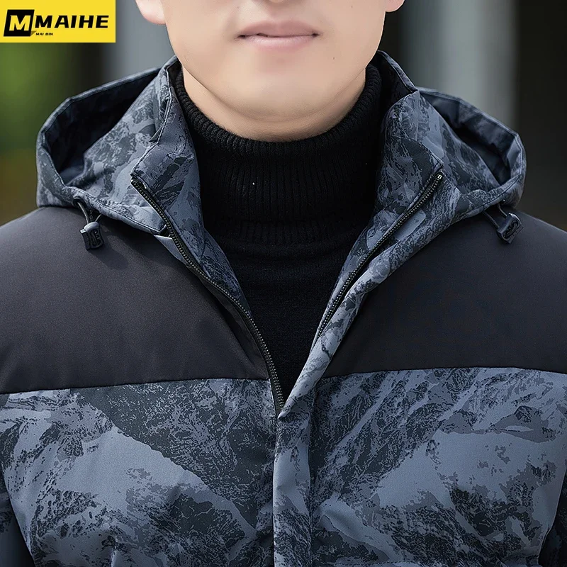 2023 New Winter Men's Parka Fashionable Camouflage Thickened Hooded Puffer Jacket Men's Sports Casual Windproof Warm Padded Coat