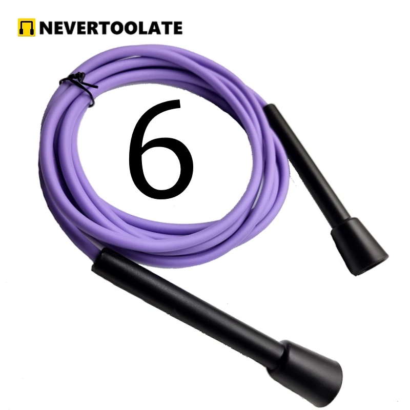 NEVERTOOLATE 6mm diameter PVC jump ROPE 130 GRAM finess crossfit ra handle yellow purple 2