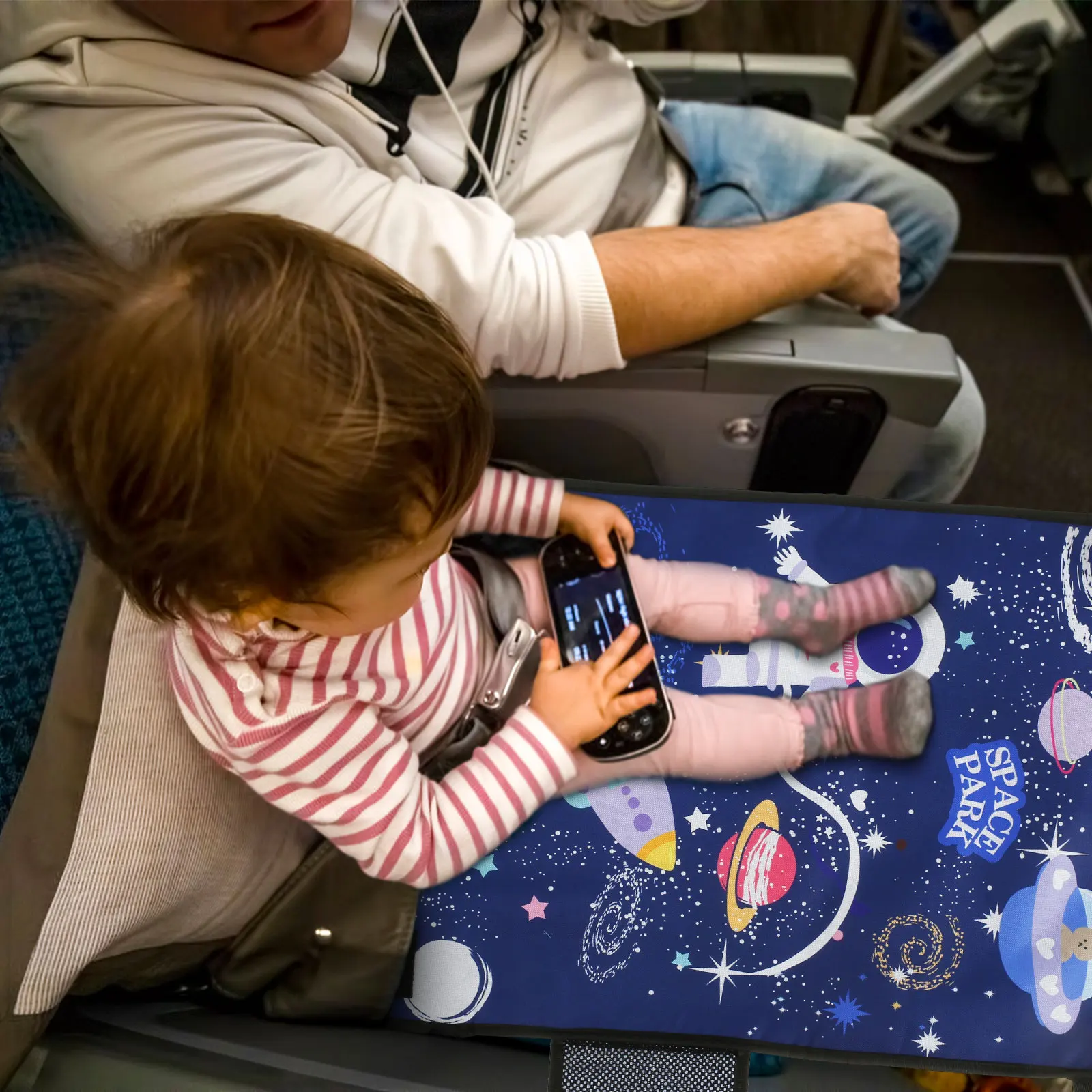 Portable Kids Airplane Footrest Breathable Oxford Cloth Seat Extender