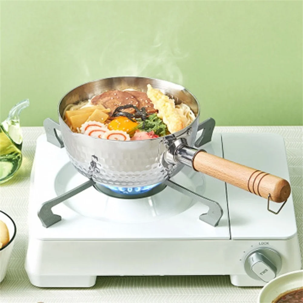 

Stainless Steel Pan Traditional Japanese Saucepan with Wooden Handle